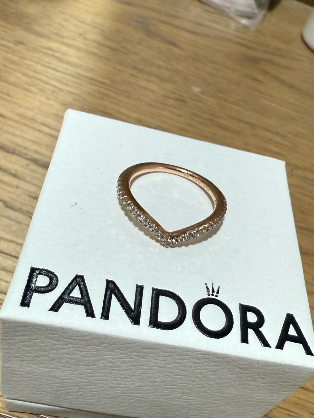 Pandora Rose Gold wishbone Ring Size 5